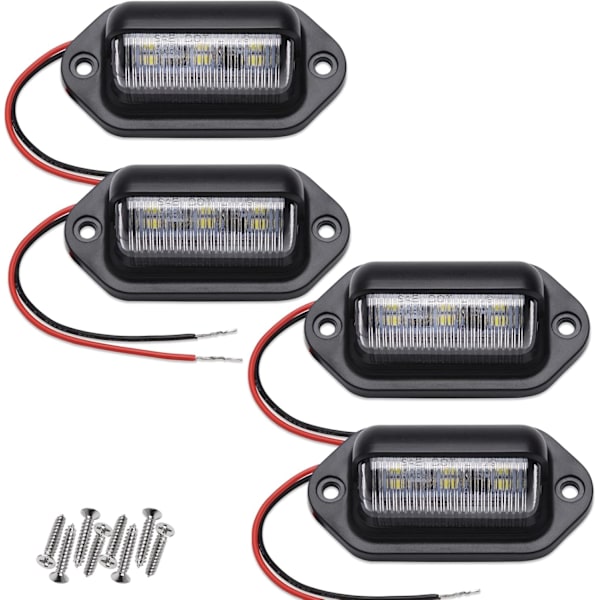 Pakke Xenon Hvide LED Nummerpladelygter, 12V-24V DC Vandtæt 6-SMD Nummerplade Baglygte, til Lastbil, SUV, Tr