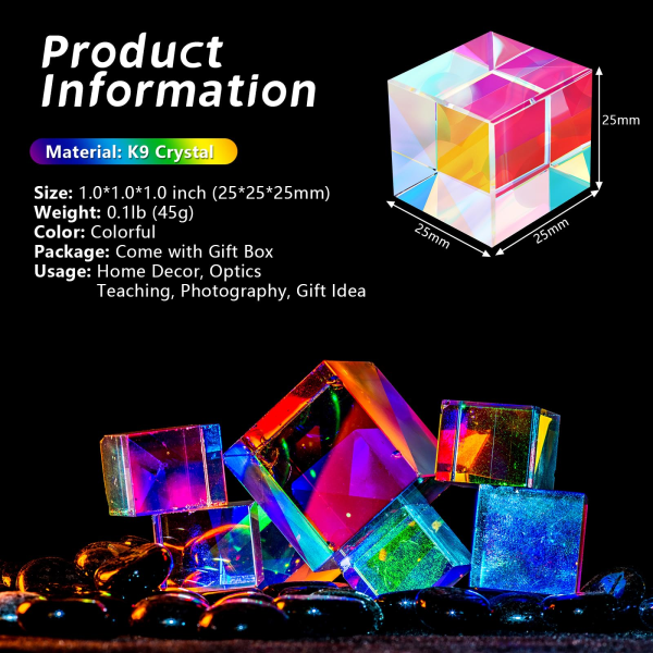 25mm värillinen optinen lasi X-Cube prisma
