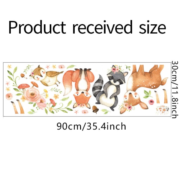 Cartoon Fox, Bird, and Little Flower Bedroom Entrance Wall