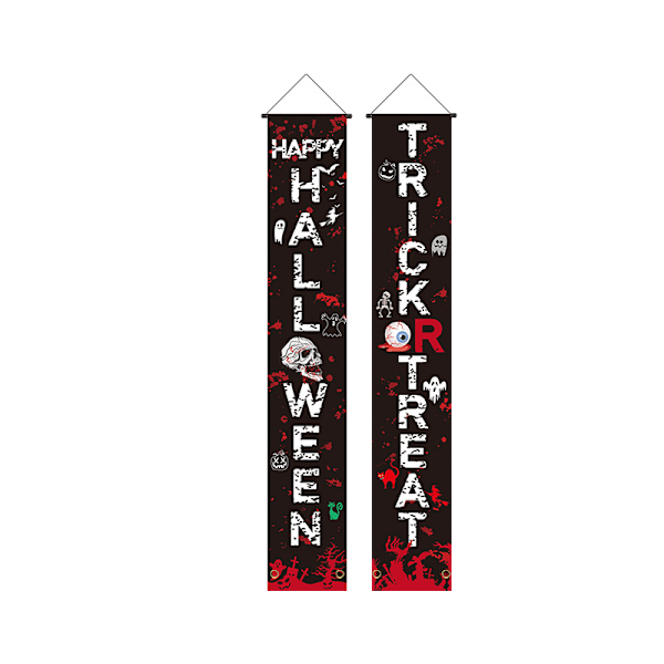 2 stk. Halloween Verandabannere, Halloween Verandabannere Halloween Dørdekorasjon Halloween Bannerdekor for Innendørs O