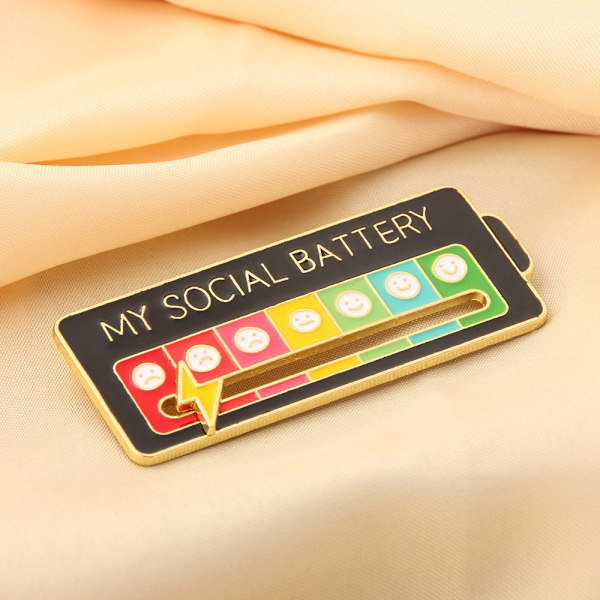 1 sort social batteri-nål - sjov social stemningsnål i 7 dage
