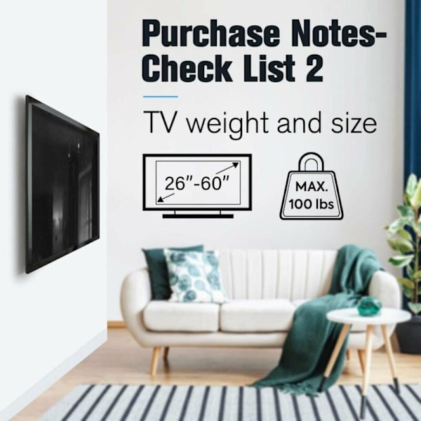 Universellt lågprofil väggfäste för platt-TV, fast TV-väggfäste 26-60 tum LCD/LED/Platt-TV väggfäste