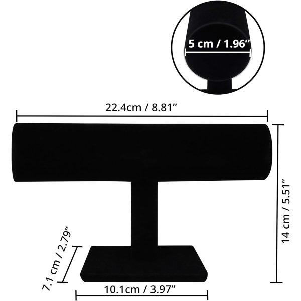 2 stycken (Svart) Sammets T-formad Armband Smyckesdisplay Stativ