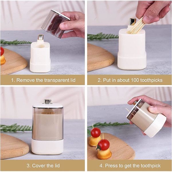 (A-VIT*2) Tandpetarehållare Dispenser 2st Pop-Up Automatiska Tandpetare Dispensrar för Hem Vardagsrum Kök Restaurang, Förtjockning Tandpetare Behållare