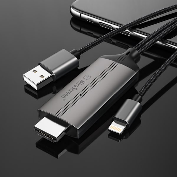 Lightning till HDMI-kabeladapter Kompatibel med iPhone iPad, App