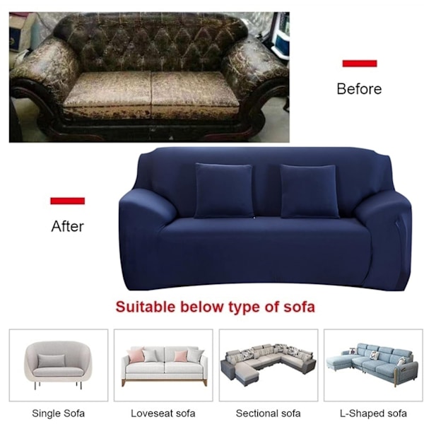 Sofföverdrag, 2-sits Sofföverdrag med Armstöd, Elastiskt Sofföverdrag, Universal, 145-185cm, Brun