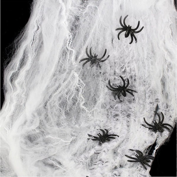 Stretchy Halloween spindelväv, Spooky Spider Webbing för inomhus och