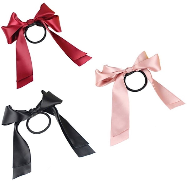 3 stk. (pink + sort + rød) Mode satinbåndsløkke hovedbånd