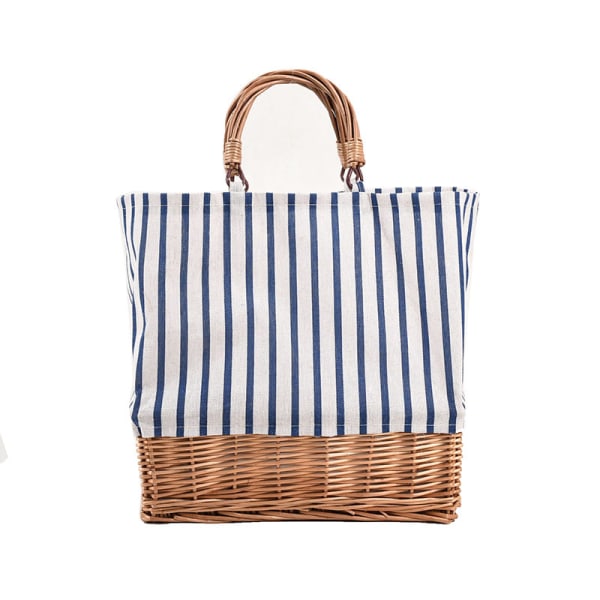 Bærbar piknikkurv, kurvvev Tote Canvas Bag med to