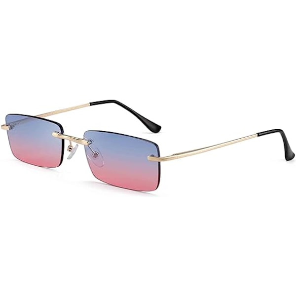 SlimRimlessRectangularSunglassesVintageSlenderClearGlassesSpring