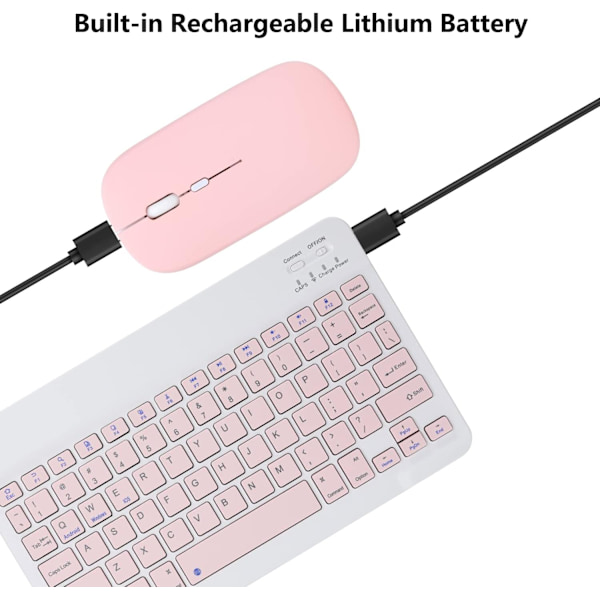 Uppladdningsbar Bluetooth-tangentbord och mus-kombo, ultratunn bärbar