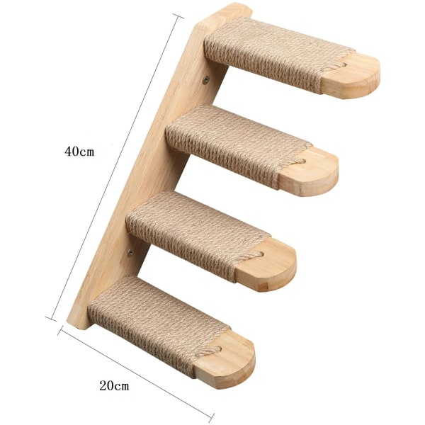 Veggmontert klatrestativ for katter, 4-trinns klatre-stige med