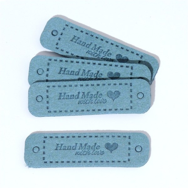 90 pieces colorful label handmade love two holes embossed suede