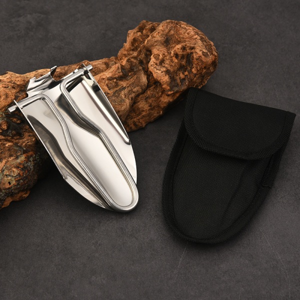1 sølv mini foldbar spade i rustfrit stål have spade