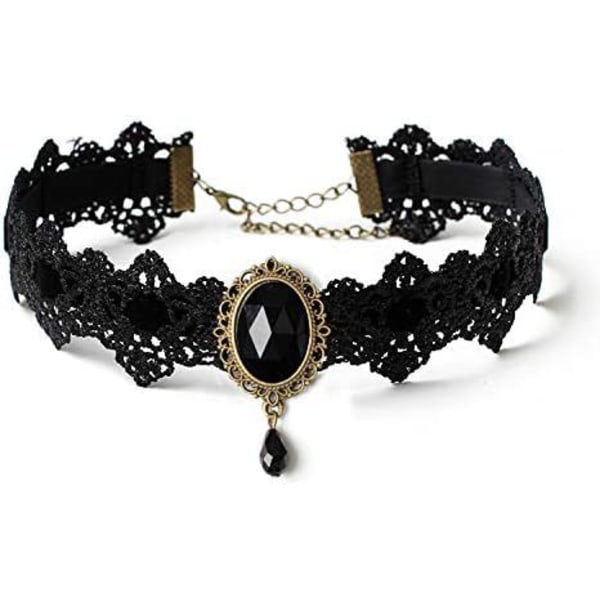 Gothic Black Lace Choker Necklace with Pendant for Women/Girls