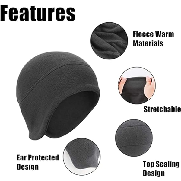 Termisk Beanie Fleece Over Ear Caps, 2 stk Vintervarm Fleece