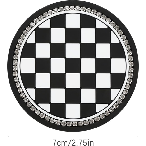 2pcs black and white checkered car cupholder coaster, universal