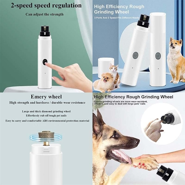 DogNailClipper, LED-lys, elektrisk neglefil, negleklippere, for katter, små hunder, mellomstore hunder, enkel for nybegynnere, USB-lading, stille design, sikker