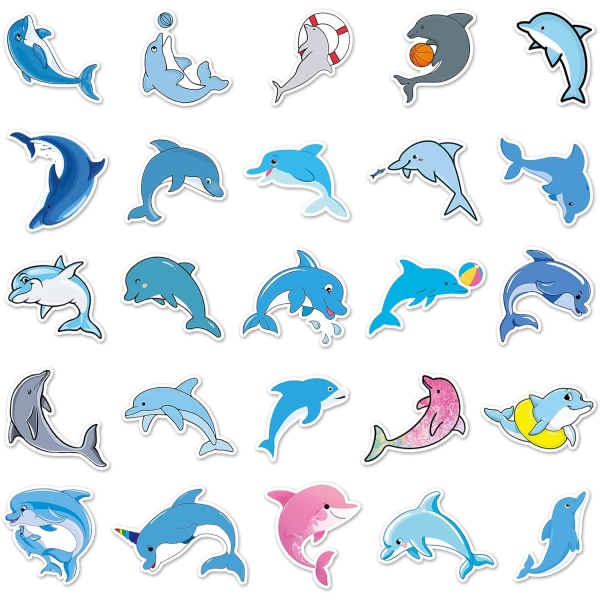 50 Packs Dolphin Stickers Water Bottles Laptop Phone Motorcycle