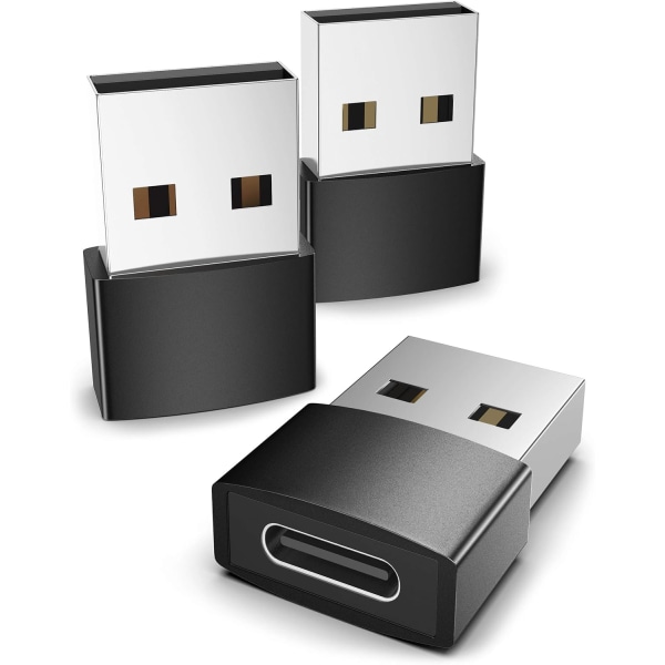 Svart USB C till USB-adapter 3-pack Kompatibel med iPhone 13 12