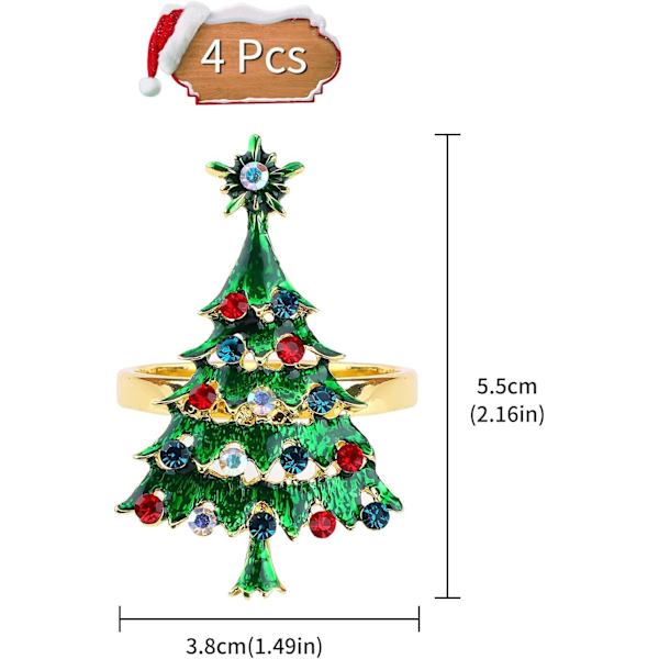 Set med 4 Servettringar Jul Servettringar Jul Servettringar Metall Jul Servetthållare Servettöverdrag Jul