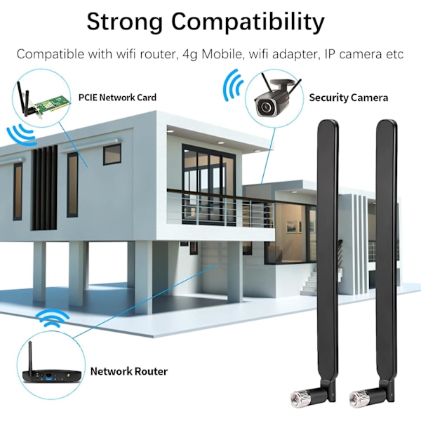 2 stk. SMA 4G LTE Antenne SMA Han Mobil WiFi Antenne 10dBi Høj Forstærkning Router Antenne Signalforstærker til Mobil Hua