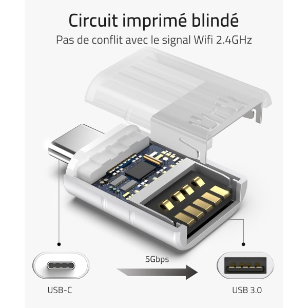 Hopea USB C - USB-sovitin 2-pakkauksessa USB C uros - USB3 naaras