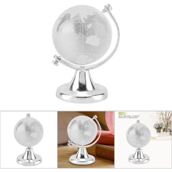 Én 3D Krystallkule Globe, mini gjennomsiktig glasskule, rund