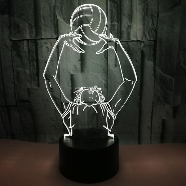 3D Volleyball Lampe Illusion Optisk LED Nattlys, Easehome Optiske Illusions Nattlampe 7 Farger Touch Lampe Nattbord Soverom Tabell