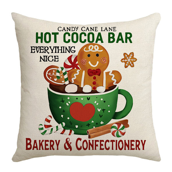 4-pack Jul Kuddfodral 45x45cm Pepparkaksgubbe Fyrkantigt Örngott Soffkudde Skydd Heminredning