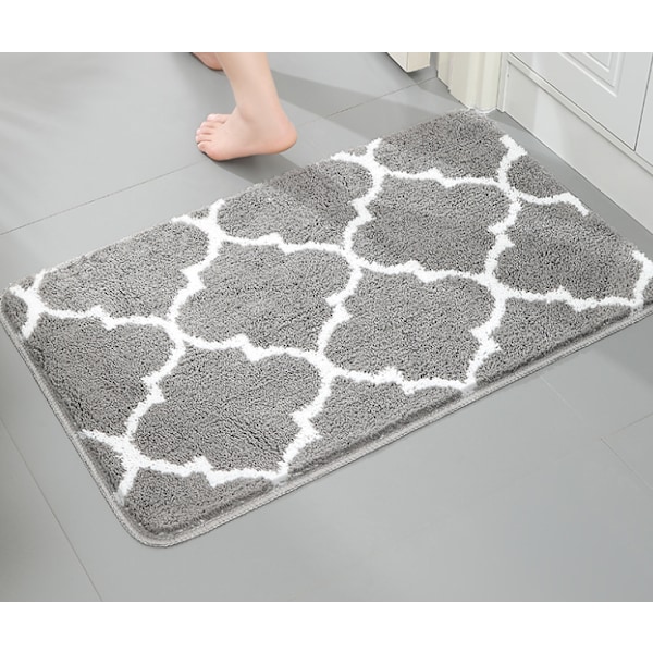 Grå (50X80cm) Anti-Skridsikker Bademåtte Absorberende Mikrofiber Arealægge