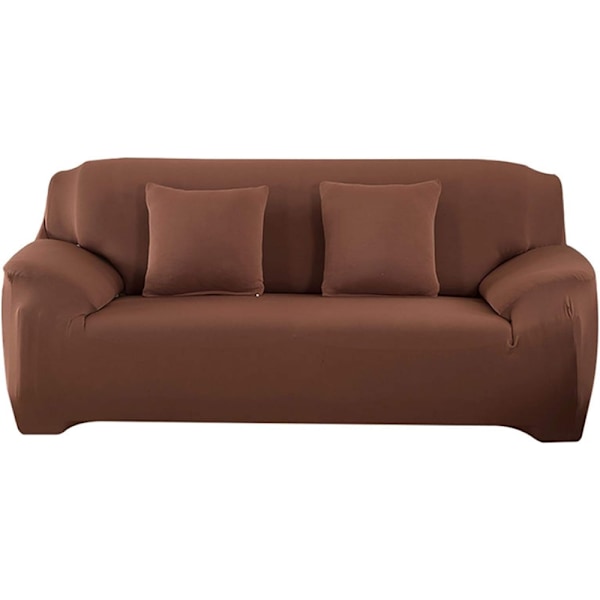 Sofföverdrag, 2-sits Sofföverdrag med Armstöd, Elastiskt Sofföverdrag, Universal, 145-185cm, Brun