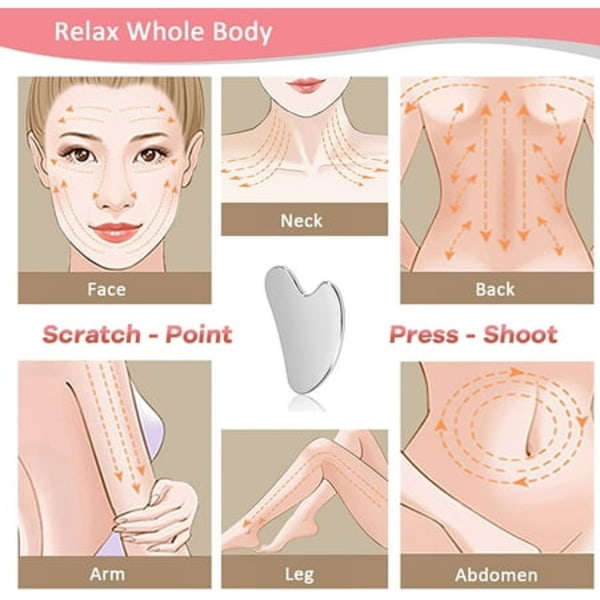 Rostfritt Stål Guasha Skrapningsmassageverktyg, Lymfatisk Dränering