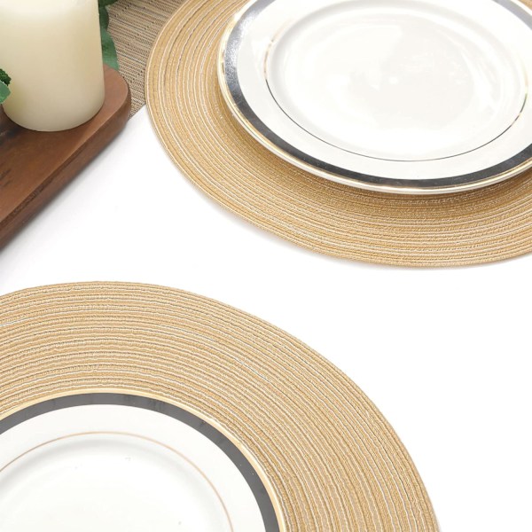 Pöytätabletit, 6 kpl, Khaki 38x38cm pyöreät kudotut pestävät lämmönkestävät pöytätabletit ruokapöydälle