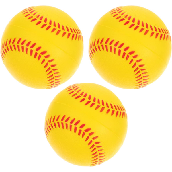 3 st gula träningsbasebollar för barn, softballleksaker för träning