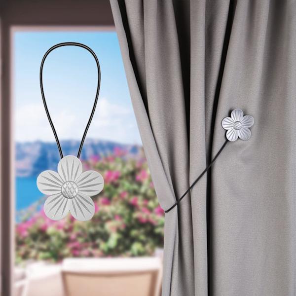 2 stk. magnetiske gardinbindere i harpiks med blomsterdesign