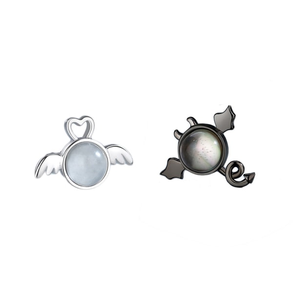 pair of 925 sterling silver angel and devil stud earrings, small