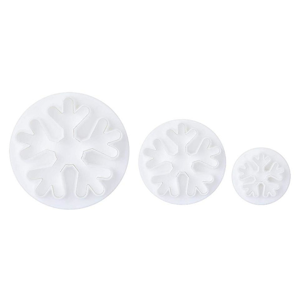Dww-2 3-delt sæt med udstikkere til julekager, snefnugforme til fondantkager, sukkerpasta og groft snefnug