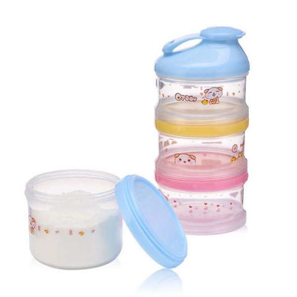Melkepulverflaske med 4 forskjellige fargelag Pulver Baby Formula Dispenser Melkepulver Dispenser Box, BPA-fri (Rosa)