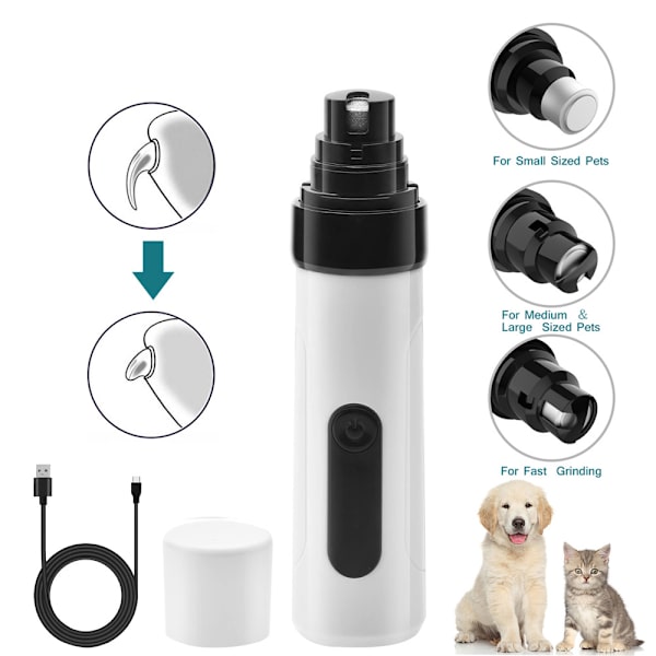 Automatisk 2-växlad husdjursnagelkvarn USB-laddningsbar katt och hund