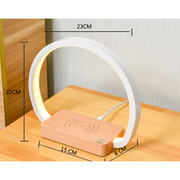 Trådløs Lader Nattbordslampe, Berørings Nattbordslampe med USB-Port Dimbar LED Bordlampe med 3 Farger og Digital C