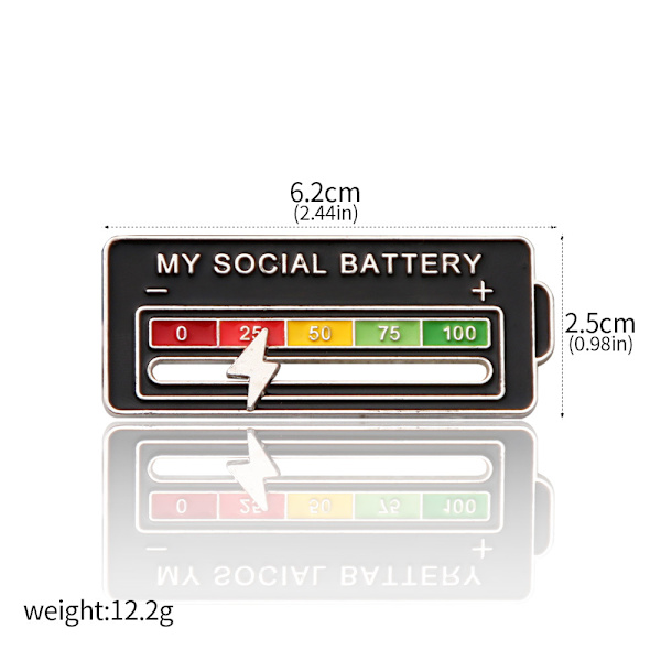 1 sort social batteri-nål - sjov social stemningsnål i 7 dage