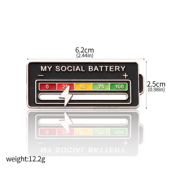1 svart social batterinål - rolig social stämningsnål i 7 dagar,