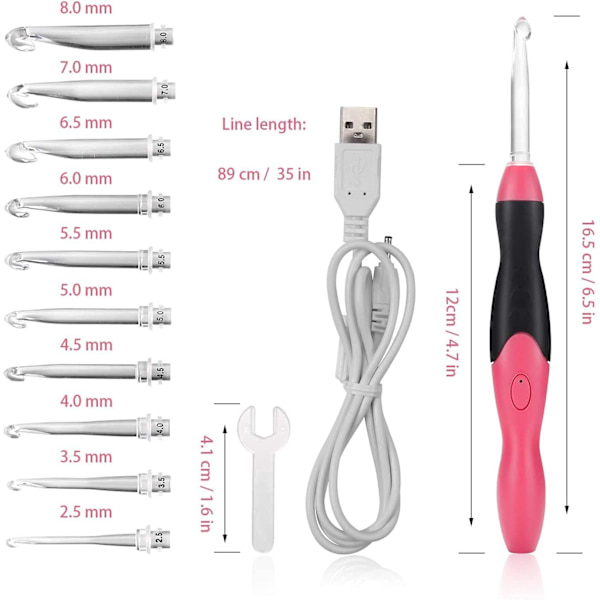 Luminous virkningsset med ergonomiska grepp utbytbara huvuden 2,5 mm till 8,0 mm
