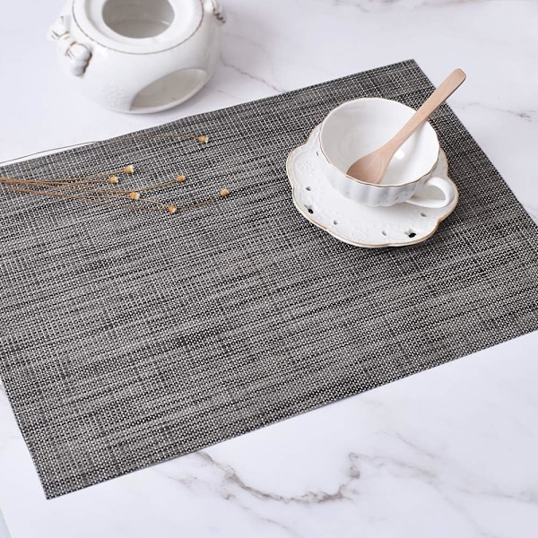 Tummanharmaa - Tabletti (8 kpl), kudottu vinyylinen ristikkäinen pöytä