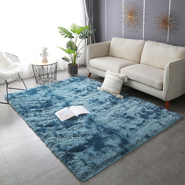 Mjuk matta, mjuk matta, sovrumsmatta, plyschmatta, vardagsrumsmatta, mjuk, modern, barnrumsmatta 80x200cm blå