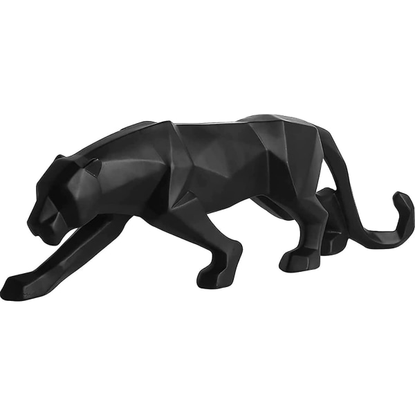 (S 26*5*8cm, Svart) Panter Skulptur Ornamenter Geometrisk Skulptur Resin Leopard Statue Dyreliv Panter Skulptur Moderne Geometrisk Statue Resin Dekor