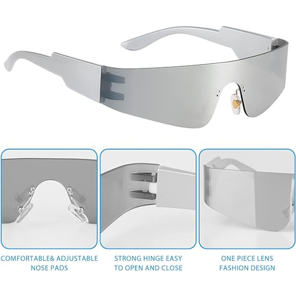 SilverSunglassesQuickGlasses:SolbrillerRavePartyBrillerKvinnerMennP