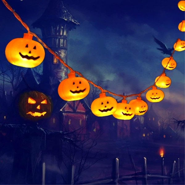 Halloween Lyslenke, 3M 20LED Gresskarlys, Halloween Gresskarlys, Gresskar Lyslenke, Gresskarlys