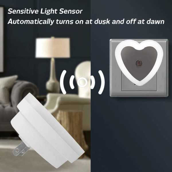 LED veggmontert nattlys med intelligent automatisk av/på-sensor, 4-pakning
